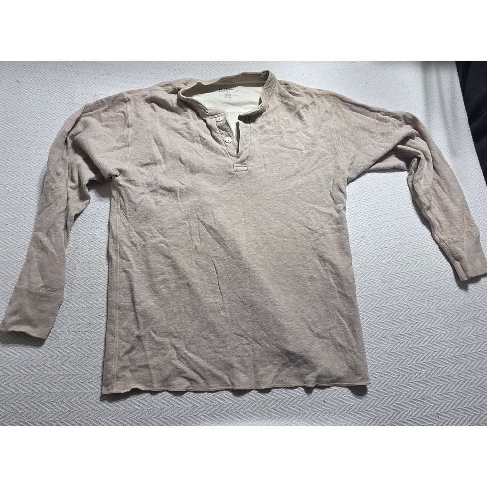 Vintage L.L.Bean River Driver Henley Men L Wool Blend Thermal Made Canada